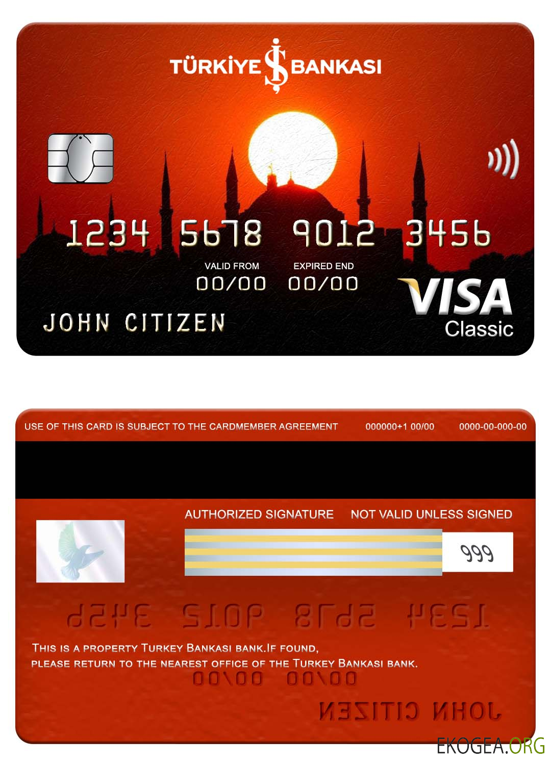Carte classique visa bancaire Bankasi Turquie